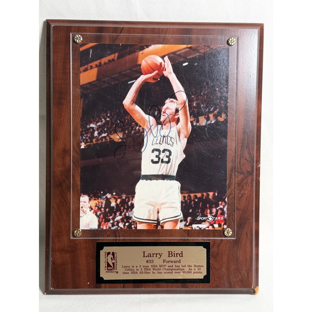 Larry Bird Autographed Boston Celtics Plaque Signed Photo COA NBA 12x15